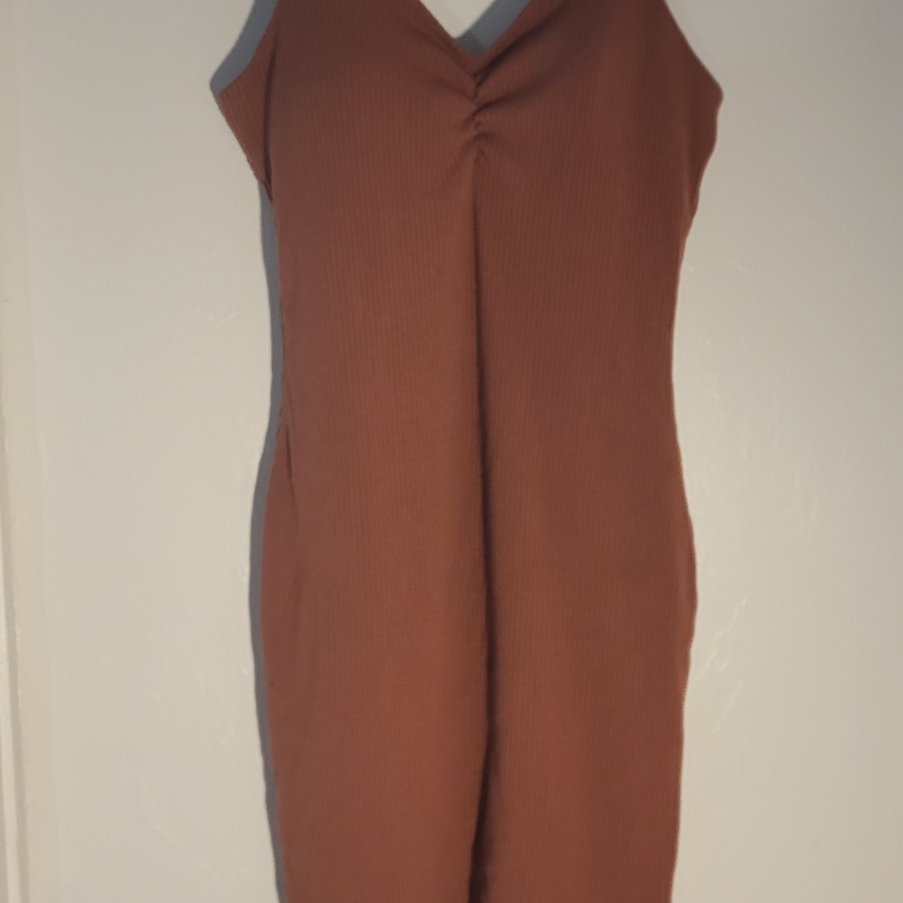 Elegant Strapless Brown Dress